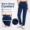 MASKERT Women’s Fleece Pants, High Waisted Casual Straight Leg Pants with Stretch, Warm Fleece Lined Slim Fit Pants with Zipper Pockets for Work Golf Hiking Daily Wear
