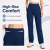 MASKERT Women’s Fleece Pants, High Waisted Casual Straight Leg Pants with Stretch, Warm Fleece Lined Slim Fit Pants with Zipper Pockets for Work Golf Hiking Daily Wear