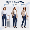 MASKERT Women’s Fleece Pants, High Waisted Casual Straight Leg Pants with Stretch, Warm Fleece Lined Slim Fit Pants with Zipper Pockets for Work Golf Hiking Daily Wear