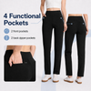 MASKERT Women’s Fleece Pants, High Waisted Casual Straight Leg Pants with Stretch, Warm Fleece Lined Slim Fit Pants with Zipper Pockets for Work Golf Hiking Daily Wear