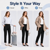 MASKERT Women’s Fleece Pants, High Waisted Casual Straight Leg Pants with Stretch, Warm Fleece Lined Slim Fit Pants with Zipper Pockets for Work Golf Hiking Daily Wear