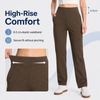 MASKERT Women’s Fleece Pants, High Waisted Casual Straight Leg Pants with Stretch, Warm Fleece Lined Slim Fit Pants with Zipper Pockets for Work Golf Hiking Daily Wear