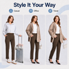 MASKERT Women’s Fleece Pants, High Waisted Casual Straight Leg Pants with Stretch, Warm Fleece Lined Slim Fit Pants with Zipper Pockets for Work Golf Hiking Daily Wear
