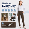 MASKERT Women’s Fleece Pants, High Waisted Casual Straight Leg Pants with Stretch, Warm Fleece Lined Slim Fit Pants with Zipper Pockets for Work Golf Hiking Daily Wear