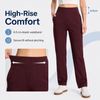 MASKERT Women’s Fleece Pants, High Waisted Casual Straight Leg Pants with Stretch, Warm Fleece Lined Slim Fit Pants with Zipper Pockets for Work Golf Hiking Daily Wear