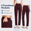 MASKERT Women’s Fleece Pants, High Waisted Casual Straight Leg Pants with Stretch, Warm Fleece Lined Slim Fit Pants with Zipper Pockets for Work Golf Hiking Daily Wear