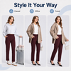 MASKERT Women’s Fleece Pants, High Waisted Casual Straight Leg Pants with Stretch, Warm Fleece Lined Slim Fit Pants with Zipper Pockets for Work Golf Hiking Daily Wear