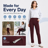 MASKERT Women’s Fleece Pants, High Waisted Casual Straight Leg Pants with Stretch, Warm Fleece Lined Slim Fit Pants with Zipper Pockets for Work Golf Hiking Daily Wear