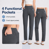 MASKERT Women’s Fleece Pants, High Waisted Casual Straight Leg Pants with Stretch, Warm Fleece Lined Slim Fit Pants with Zipper Pockets for Work Golf Hiking Daily Wear