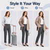 MASKERT Women’s Fleece Pants, High Waisted Casual Straight Leg Pants with Stretch, Warm Fleece Lined Slim Fit Pants with Zipper Pockets for Work Golf Hiking Daily Wear