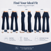 MASKERT Women’s Fleece Lined Flare Pants, High Waist Stretch Casual Pants with Cargo Pockets, Soft Warm Bootcut Pants for Fall Winter