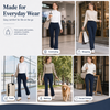 MASKERT Women’s Fleece Lined Flare Pants, High Waist Stretch Casual Pants with Cargo Pockets, Soft Warm Bootcut Pants for Fall Winter