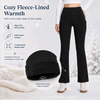 MASKERT Women’s Fleece Lined Flare Pants, High Waist Stretch Casual Pants with Cargo Pockets, Soft Warm Bootcut Pants for Fall Winter