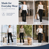 MASKERT Women’s Fleece Lined Flare Pants, High Waist Stretch Casual Pants with Cargo Pockets, Soft Warm Bootcut Pants for Fall Winter