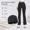 MASKERT Women’s Fleece Lined Flare Pants, High Waist Stretch Casual Pants with Cargo Pockets, Soft Warm Bootcut Pants for Fall Winter