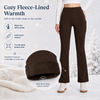 MASKERT Women’s Fleece Lined Flare Pants, High Waist Stretch Casual Pants with Cargo Pockets, Soft Warm Bootcut Pants for Fall Winter