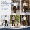 MASKERT Women’s Fleece Lined Flare Pants, High Waist Stretch Casual Pants with Cargo Pockets, Soft Warm Bootcut Pants for Fall Winter