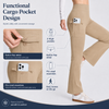 MASKERT Women’s Fleece Lined Flare Pants, High Waist Stretch Casual Pants with Cargo Pockets, Soft Warm Bootcut Pants for Fall Winter