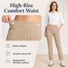 MASKERT Women’s Fleece Lined Pants, High Waisted Stretch Casual Pants, Warm Straight Leg Tapered Pants for Winter, Golf, Hiking & Daily Wear