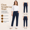 MASKERT Women’s Fleece Lined Pants, High Waisted Stretch Casual Pants, Warm Straight Leg Tapered Pants for Winter, Golf, Hiking & Daily Wear