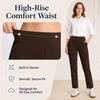 MASKERT Women’s Fleece Lined Pants, High Waisted Stretch Casual Pants, Warm Straight Leg Tapered Pants for Winter, Golf, Hiking & Daily Wear