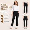 MASKERT Women’s Fleece Lined Pants, High Waisted Stretch Casual Pants, Warm Straight Leg Tapered Pants for Winter, Golf, Hiking & Daily Wear