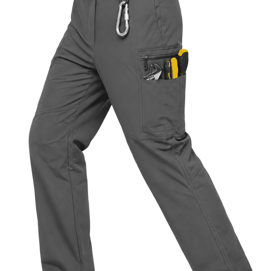 YAPPO Men's Work Pants, Water-Resistant Stretch Hiking Cargo Pants with 9 Pockets - Dark Grey