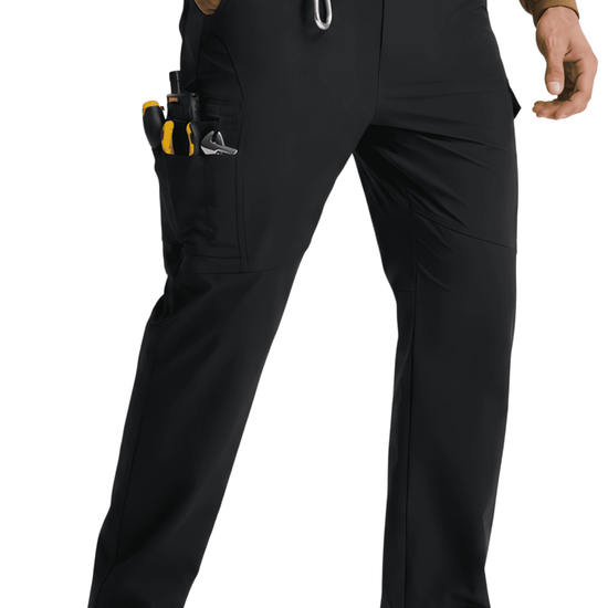 YAPPO Men's Work Pants, Water-Resistant Stretch Hiking Cargo Pants with 9 Pockets - Black