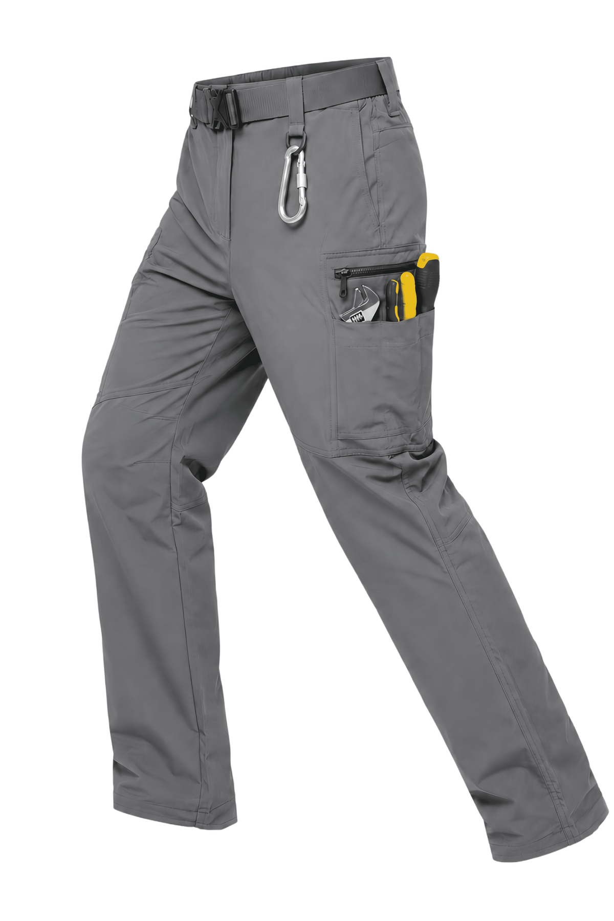 YAPPO Men's Work Pants, Water-Resistant Stretch Hiking Cargo Pants with 9 Pockets - Grey