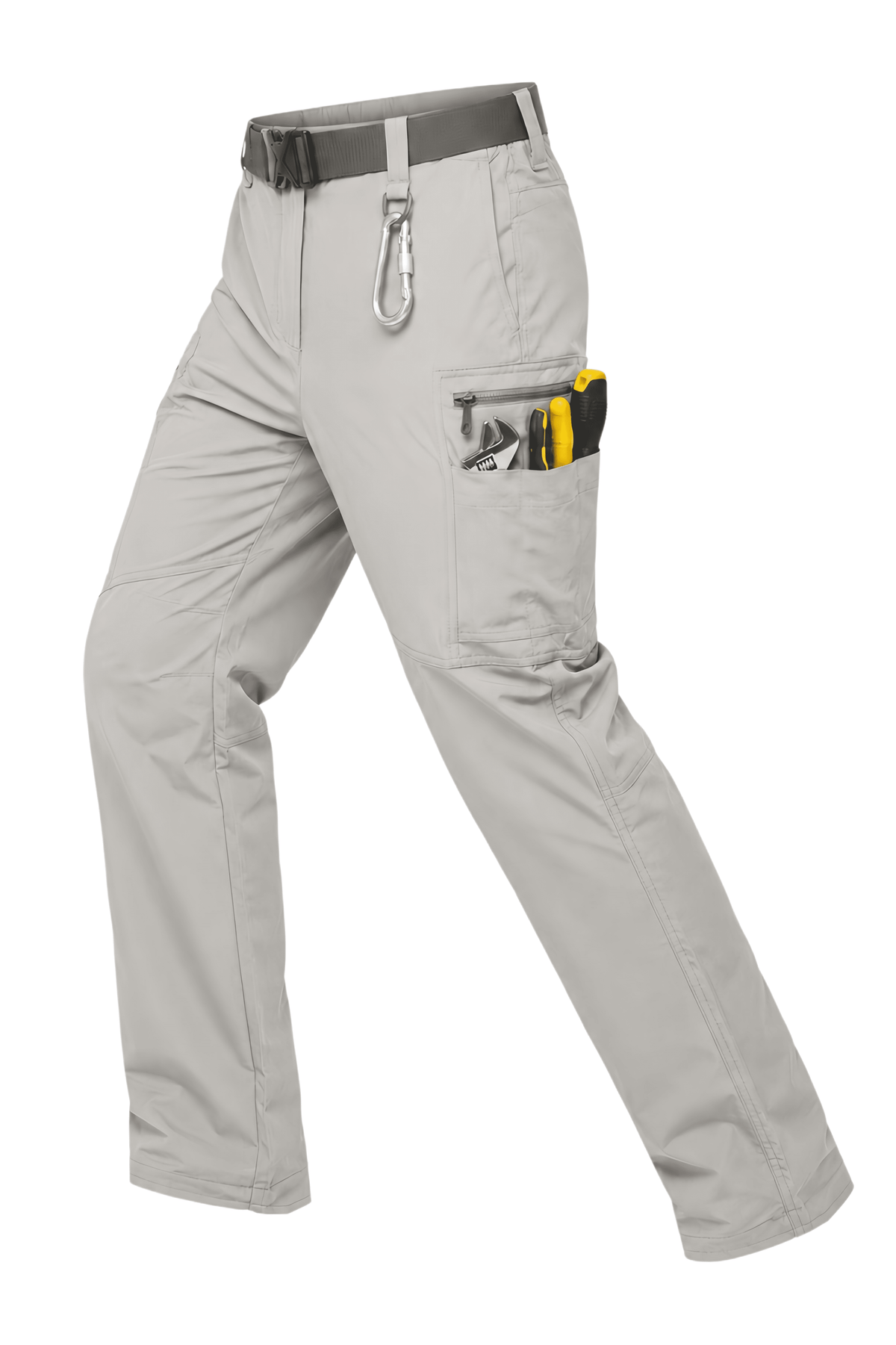YAPPO Men's Work Pants, Water-Resistant Stretch Hiking Cargo Pants with 9 Pockets - Light Grey