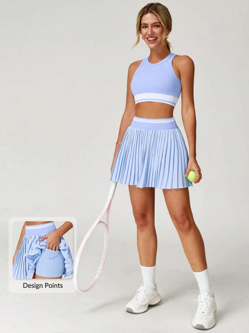 Colorblock Sculpt Active Pleated Skirt