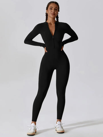CloudWeave Long Sleeve Jumpsuit 26" - MASKERT - Black / S