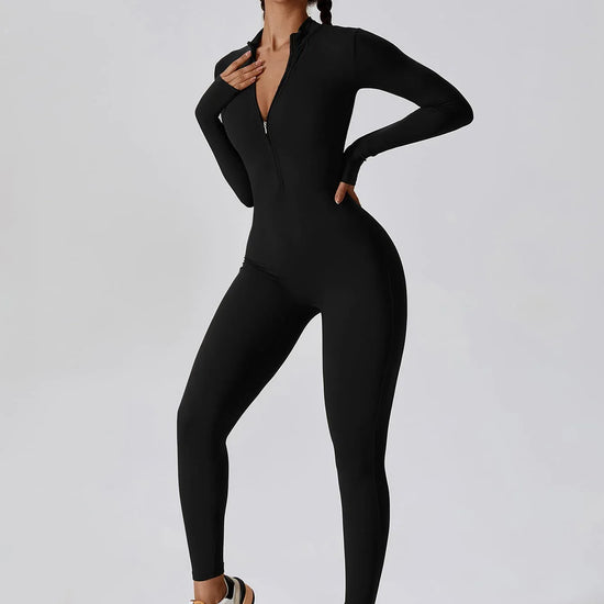 CloudWeave Long Sleeve Jumpsuit 26" - MASKERT - Black / S