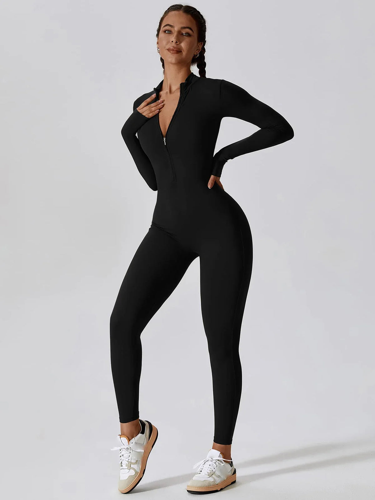 CloudWeave Long Sleeve Jumpsuit 26" - MASKERT - Black / S