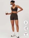 Maskert AirSoft Seamless Camisole Sports Two-Piece Set Chocolate Brown Front Full Body Coffee in hand