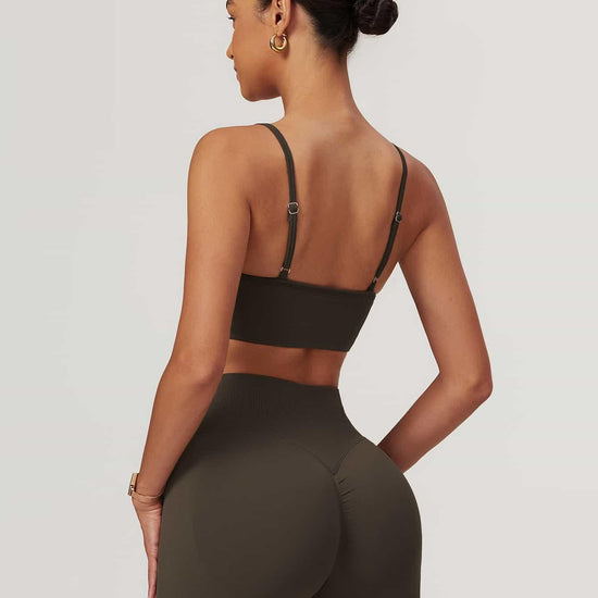 Maskert AirSoft Seamless Camisole Sports Two-Piece Set Mocha Brown Back Detail