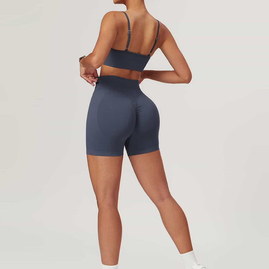 Maskert AirSoft Seamless Camisole Sports Two-Piece Set Urban Blue Back Full Body