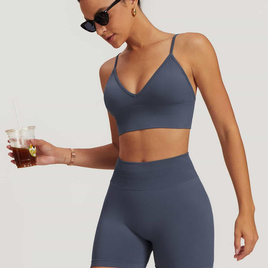 Maskert AirSoft Seamless Camisole Sports Two-Piece Set Urban Blue Top Front Detail