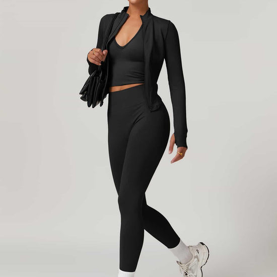 Maskert AirSoft Seamless Tight Fitting Long Sleeve Set Black Front Pose 3