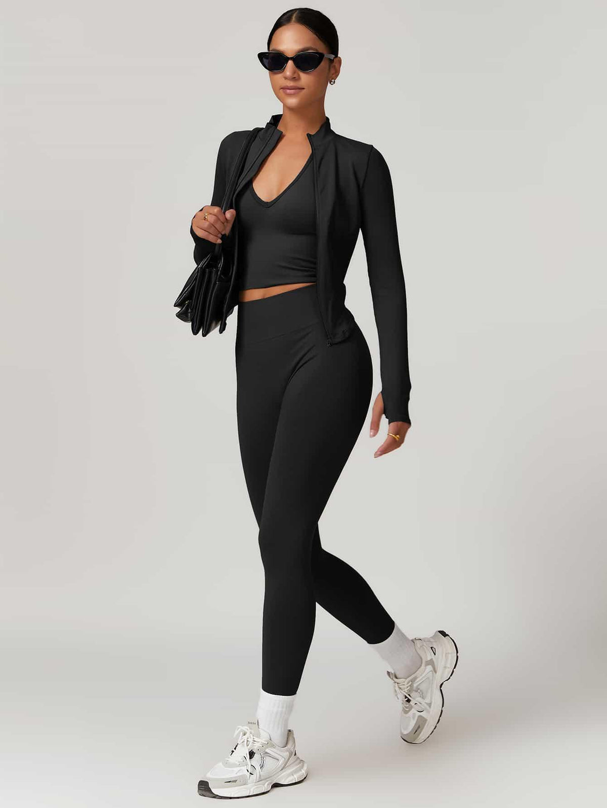 Maskert AirSoft Seamless Tight Fitting Long Sleeve Set Black Front Pose 3