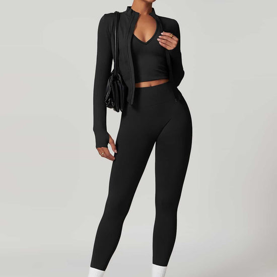 Maskert AirSoft Seamless Tight Fitting Long Sleeve Set Black Front Pose 4