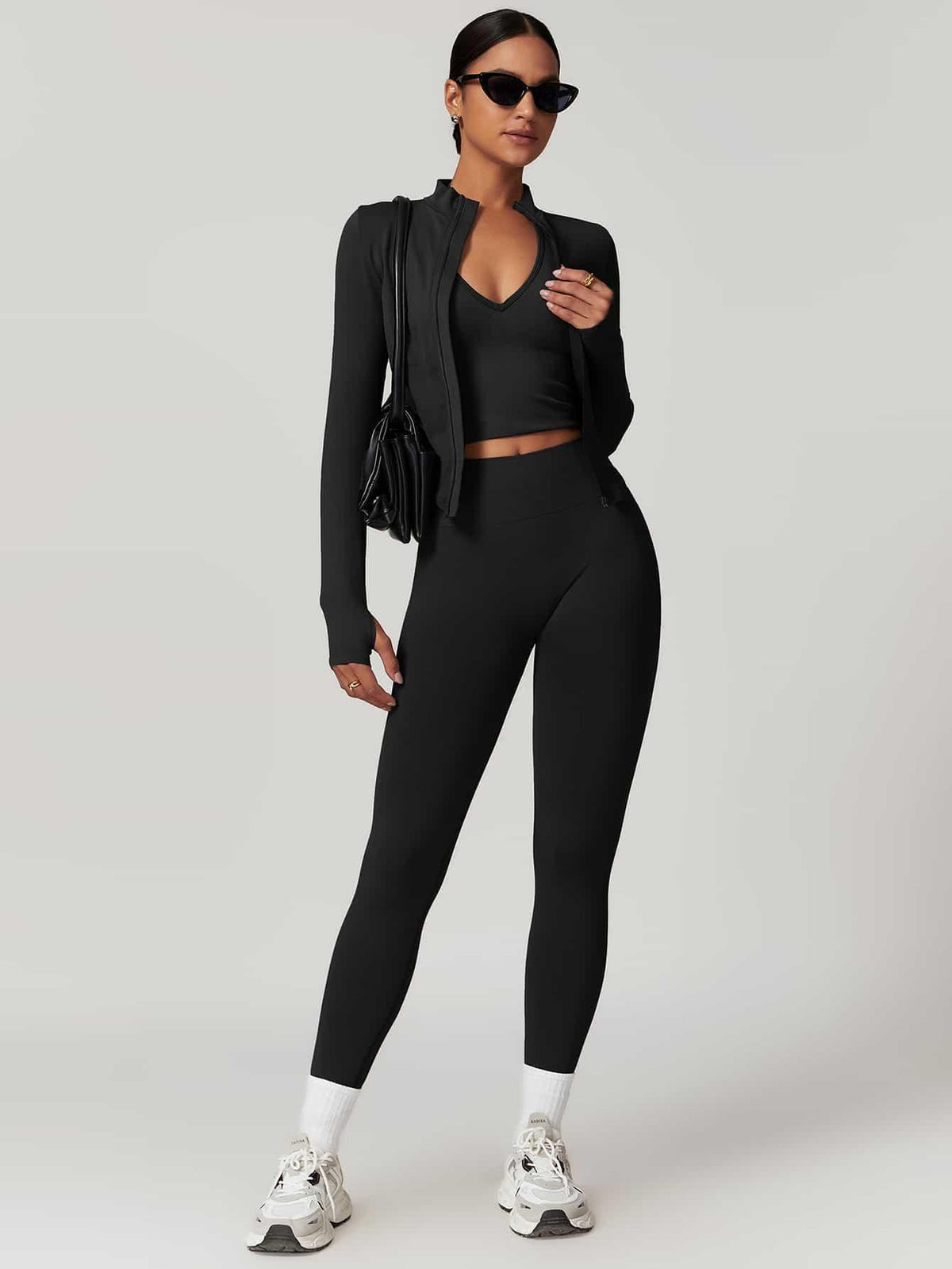 Maskert AirSoft Seamless Tight Fitting Long Sleeve Set Black Front Pose 4