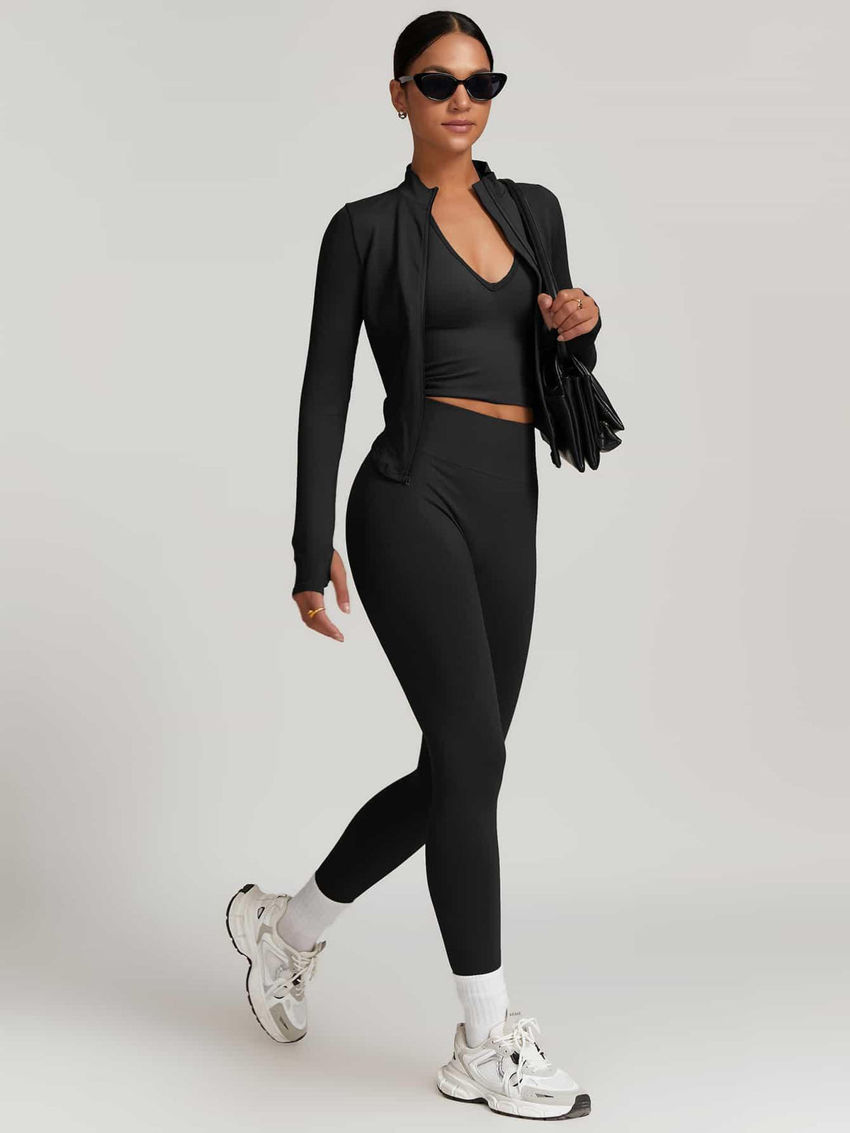 Maskert AirSoft Seamless Tight Fitting Long Sleeve Set Black Front Pose 6