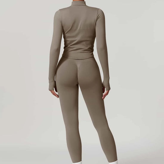 Maskert AirSoft Seamless Tight Fitting Long Sleeve Set Soft Brown Back