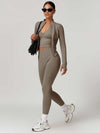 Maskert AirSoft Seamless Tight Fitting Long Sleeve Set Soft Brown Front Pose 2