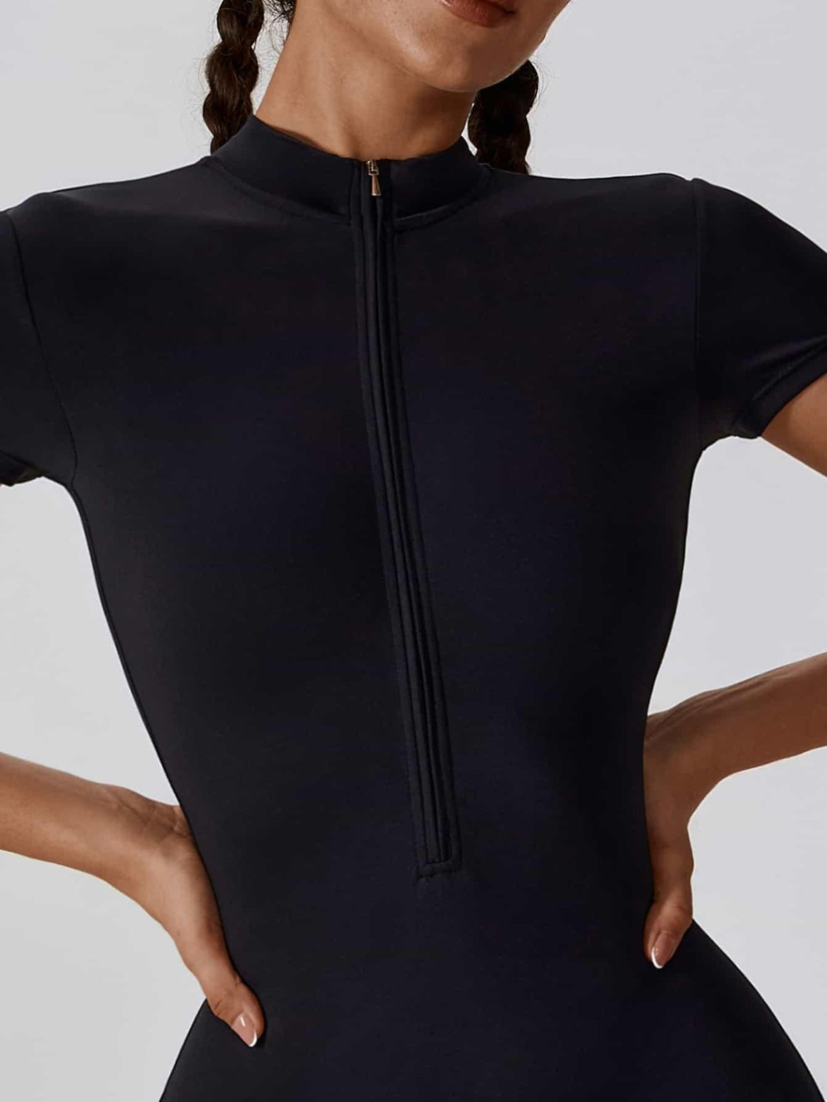 Maskert BodySculpt Cropped High Elasticity Jumpsuit 5'' Black Front Detail