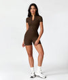 Maskert BodySculpt Cropped High Elasticity Jumpsuit 5'' Chocolate Brown Front Full Body