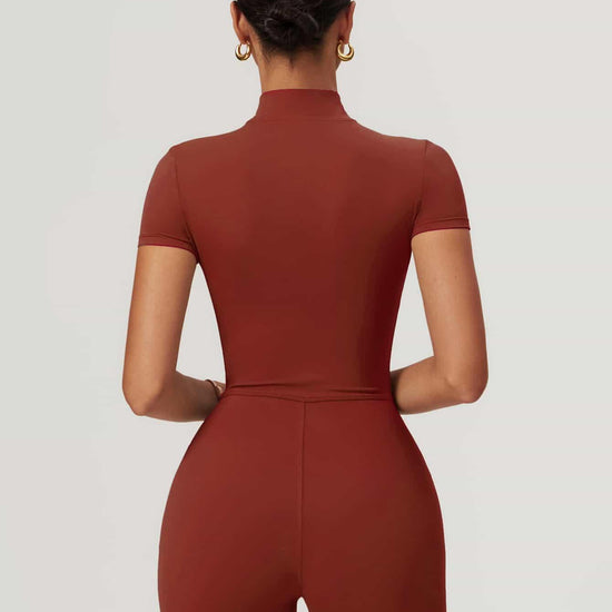 Maskert BodySculpt Cropped High Elasticity Jumpsuit 5'' Coral Red Back