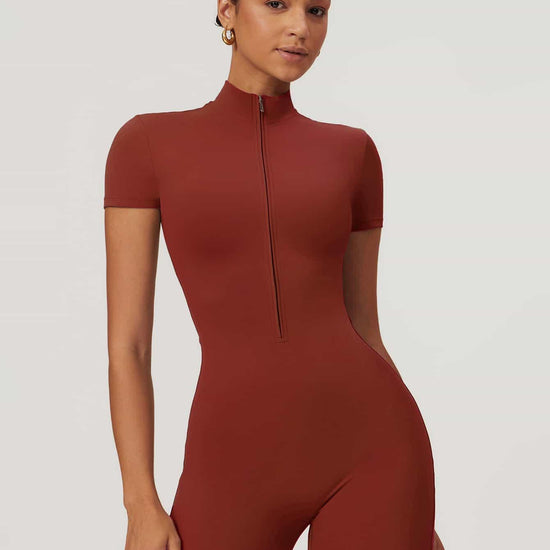 Maskert BodySculpt Cropped High Elasticity Jumpsuit 5'' Coral Red Front