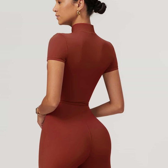 Maskert BodySculpt Cropped High Elasticity Jumpsuit 5'' Coral Red Side-back